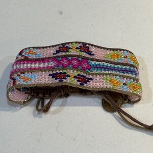 Toscana‎ Italiana Beaded Friendship Bracelet Pink Woven Adjustable Boho Cuff